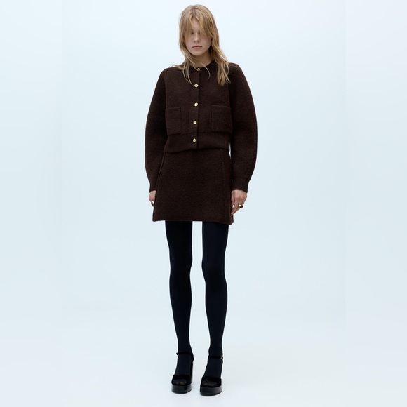 Zara Sweaters - NWT Zara golden button kit cardigan size Large with matching skirt Size medium